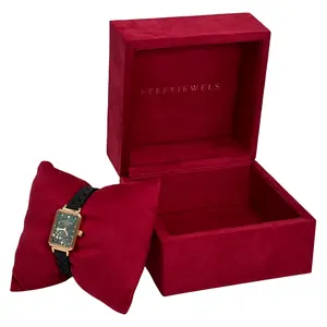 Luxury Custom Travel Velvet Cardboard Single Women's Watch Organize Collection Set Boxes Gift Cases