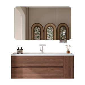Custom Built Bathroom Cabinet Walnut 48 Inch Bathroom <strong>Vanity</strong> <strong>Under</strong> <strong>Sink</strong> <strong>Vanity</strong> <strong>Unit</strong> With Side Cabinet - Product Image 5