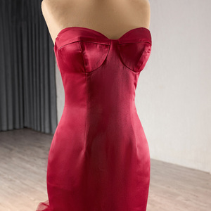 Alluring <b>Red</b> Satin Mermaid Sweetheart Prom Dress Lace up Evening Dress Rsm241103 - Product Image 4