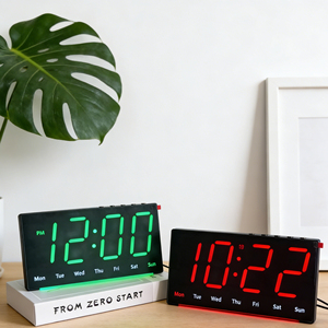 Horloge numérique intelligente LED colorée avec alarme, température, lumière ambiante, <span class=keywords><strong>calendrier</strong></span>, fonction snooze, réglage de la luminosité, décoration d'intérieur - Product Image 1