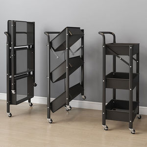 Chariot pliable Zxm blanc et noir pour coiffure, chariot en métal, armoire à roulettes - Product Image 6