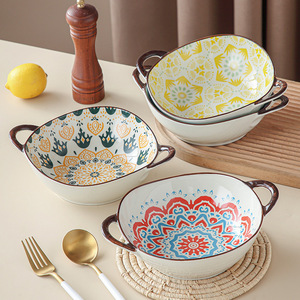 Tazón <span class=keywords><strong>de</strong></span> Porcelana Moderno Bohemio Ecológico con Forma Especial, Color Subesmaltado, para <span class=keywords><strong>Sopa</strong></span> <span class=keywords><strong>de</strong></span> Fideos y <span class=keywords><strong>Arroz</strong></span>, Ideal para Fiestas, Hogar y Restaurantes - Product Image 1