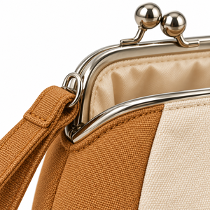 Cosmetic Pouch Clasp <b>Frame</b> Open Close Bow Charm Daily Small Toiletry Bag Caramel Cream Wash Pouch Custom Logo - Product Image 2