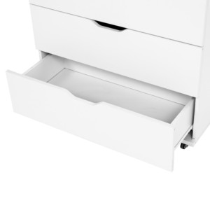 Commode mobile blanche à 5 tiroirs, armoire de rangement roulante moderne pour chambre à coucher, bureau, salle d'artisanat - Product Image 3