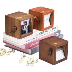 Wooden Flip Photo <b>Frame</b> Hand Cranked Square Photo Album For Home Decor - Product Image 5