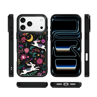 Coque de téléphone AG Feeling Black Edge avec motif Lapin de la Lune doré pour iPhone 17, 17 Pro Max, 16 Pro, 15 – Coque magnétique