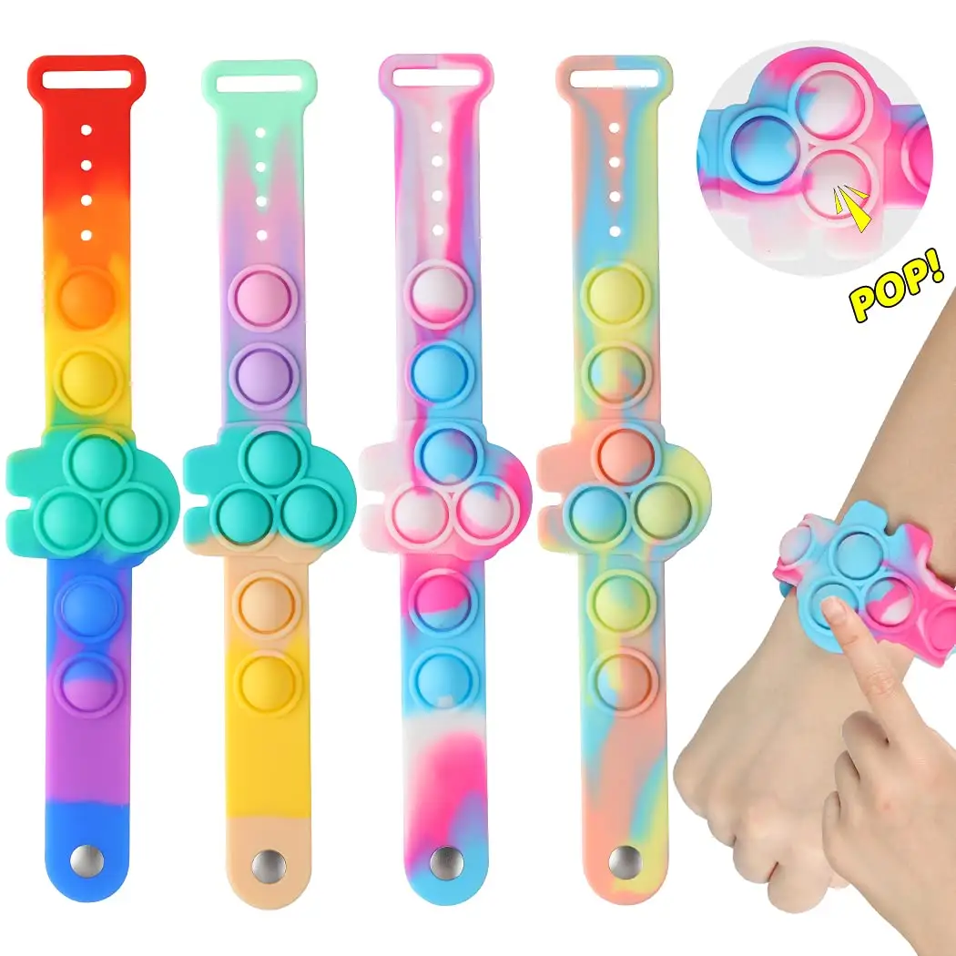 Pop Fidget Bracelet Reliver Stress Toys Rainbow Push Bubble Antistress Toys Adult Children Sensory Toy To Relieve Autism