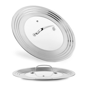 Couvercle universel en verre trempé en acier inoxydable 201 pour casseroles et poêles pour ustensiles de cuisine en acier inoxydable multidimensionnel - Product Image 5