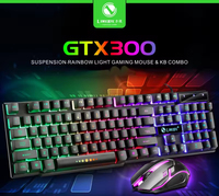 GTX300 - Juego de Teclado Mecánico Silencioso con Cable USB de 2.4G y 108 Teclas, Ratón, Retroiluminación RGB, Resistente al Agua, Combo para Juegos con Carga para PC