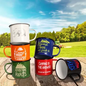 Cổ Điển Lưu Niệm Men Cốc Cà Phê Enamelware Tùy Chỉnh Men Cắm Trại Lửa Trại Cốc Retro Mug Bán Buôn