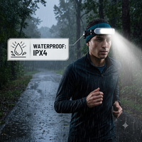 Lampe frontale LED rechargeable USB étanche 450 lumens, faisceau réglable, portée 750-999M, lampe de poche portable pour la chasse et le camping