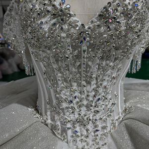 Mct003 Sparkly Bridal Ball Gown Beaded Bodice Layered <b>Ruffle</b> Overskirt Floral Lace Princess Wedding <b>Dress</b> Jancember - Product Image 3