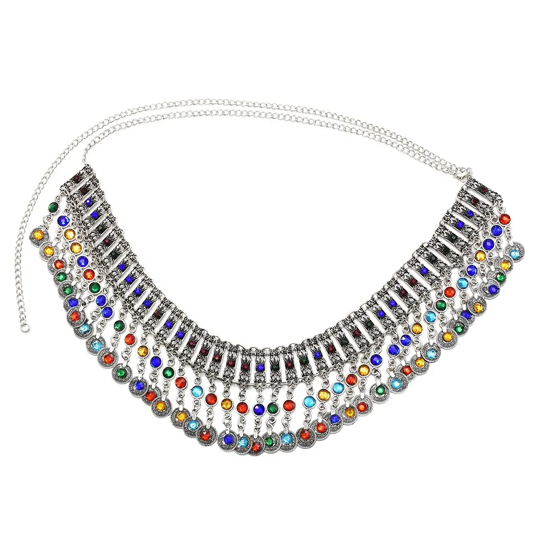 Bijoux avec <span class=keywords><strong>strass</strong></span> multicolores, pour le corps, pendentifs en perles, breloques pendantes, ceinture du ventre, danse, vente en gros,