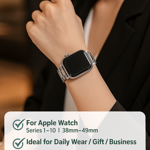 Bracelet en acier inoxydable à maillons de trèfle RYB, bracelet de montre en métal pour <span class=keywords><strong>Apple</strong></span> <span class=keywords><strong>Watch</strong></span>, bracelet pour iWatch série 10 9 8 7 6 5 <span class=keywords><strong>Se</strong></span> - Product Image 3