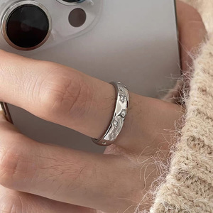 S925 Sterling Silver <b>Ring</b> With Micro Insert Diamonds Women's Minimalist Elegant <b>Open</b> Design Everyday Wear - Product Image 3