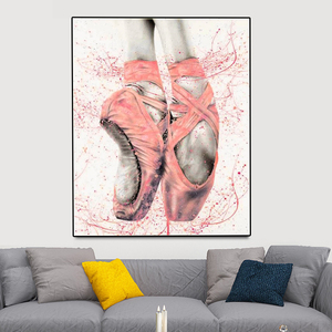 Pintura por números abstracta Diy pintura al óleo lienzo Kit zapatos de baile rosa en puntillas arte colgante imagen decoración para dormitorio - Product Image 2