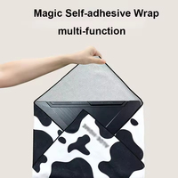 Sac en tissu auto-adhésif magique à impression personnalisée pochette de maquillage pliable et flexible pour appareil photo pour le stockage d'articles divers cosmétiques de voyage