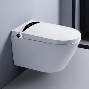 High quality wall mounted ceramic one piece electric intelligent toilet bowl automatic bathroom wall hung smart toilet wc
