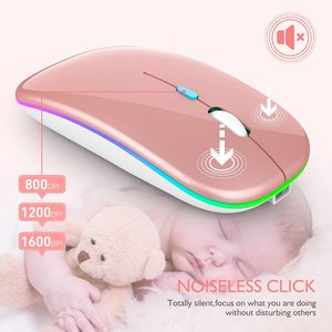 เมาส์เกมมิ่งไร้สาย Ultra Slim 2.4GHz พร้อมไฟ LED แบบออปติคอล รองรับโหมดคู่ ชาร์จซ้ำได้ สำหรับแท็บเล็ต คอมพิวเตอร์ตั้งโต๊ะ และแล็ปท็อป - Product Image 5