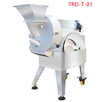 Automatische nieuwe groente- en fruitsnijmachine, motor aangedreven aardappel snij-/blokjes-/schaafmachine, dubbelkopige wortelsnijder