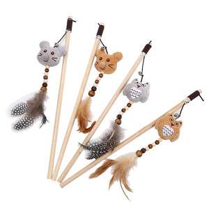 Moderno Juguete Divertido para Gatos con Plumas, Varita de Madera Natural para Gatos, Juguete Interactivo de Peluche Ecológico - Product Image 5