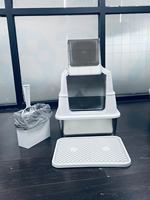 Bac à litière pour chat en plastique fermé, toilette pour chat avec couvercle, tapis et pelle à litière, logo personnalisé OEM, bac à litière pour animaux de compagnie en gros
