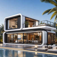 Villa préfabriquée modulaire à deux étages, maison mobile de luxe avec balcon et verrière panoramique, maison préfabriquée moderne personnalisée