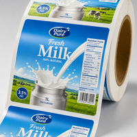 Étiquette personnalisée pour bouteille de lait, autocollant en film PE imperméable pour emballage de lait entier pasteurisé liquide