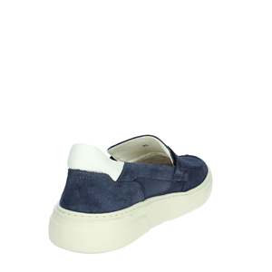Mocassins pour homme en daim bleu marine avec semelle blanche, chaussures décontractées - Product Image 3