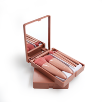 Ensemble de pinceaux de maquillage portables 5 en 1, avec miroir, multifonction, fond de teint, lèvres, ombre à paupières, pinceau cosmétique Combo
