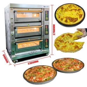 YOSLON-horno eléctrico de lujo, horno de cubierta con vapor de acero inoxidable, 3 cubiertas, 6 bandejas, horno comercial para hornear - Product Image 1