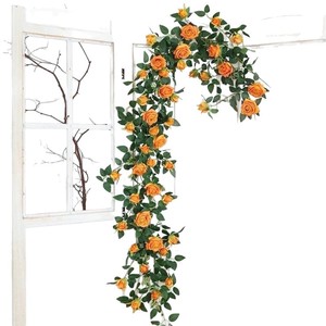 Artificial Rose Vines Bouquet <b>Wall</b> Hanging Decoration Plastic Creamy Style General <b>Decor</b> - Product Image 5