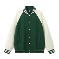 Blouson Bomber Homme Personnalisé Style Streetwear Américain, Manches Raglan, Patchwork, Doublure Laine Hiver, Logo Avant
