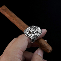 Bague Tête de Lion en Acier Inoxydable Plaqué Argent 925 Style Punk Bijou de Mode Masculin Design Animal Usage Quotidien Fête et Anniversaire
