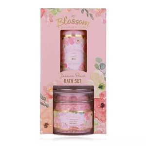 <span class=keywords><strong>Coffret</strong></span> <span class=keywords><strong>cadeau</strong></span> de bain BLOSSOM pour femmes de 100ml Lotion corporelle attrayante avec brosse crème pour les mains et sel en vente de gros OEM - Product Image 5