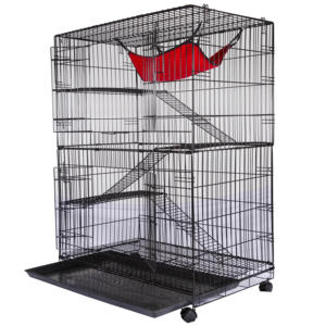 Offre Spéciale grand métal fer petits animaux maison chat furet lapin rat cage avec hamac échelle et roues - Product Image 1