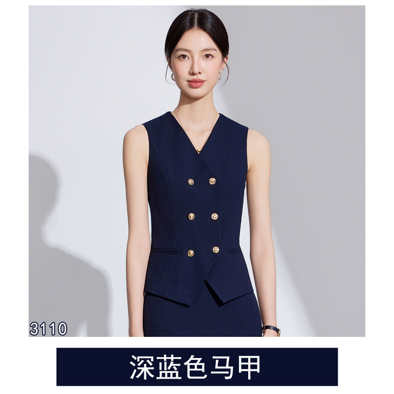 3110 Dark Blue Double-Breasted Vest