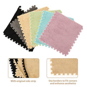 Con alfombras cuadradas con borde para pisos de habitaciones, alfombrillas gruesas entrelazadas esponjosas con borde cuadrado - Product Image 2