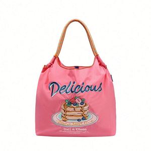 Eco-Friendly Nylon Fabric Embroidered Flower Backpack and Handbags Designed for <b>Supermarket</b> Usage - Product Image 6