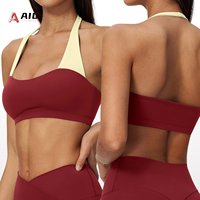2588 Soutien-gorge de yoga pour femme à maintien moyen, séchage rapide, résistant aux chocs, en Spandex/Nylon brossé, nouveau modèle, style halter-top
