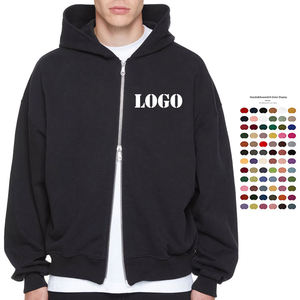 Sudadera con capucha de peso pesado extragrande de algodón con logotipo impreso personalizado para hombre Sudadera con capucha y hombros caídos con diseño frontal - Product Image 1