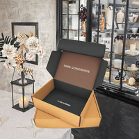 Boîte d'expédition en carton ondulé personnalisée pour bijoux, bagues, colliers, montres, avec couvercle rabattable, intérieur kraft noir, vente en gros, directement du fabricant