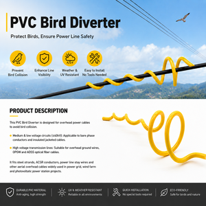 Espiral Anticolisión para Aves de PVC, Amarillo y Gris, para Cable de Alimentación Aéreo OPGW ADSS y Cable de Tierra - Product Image 1