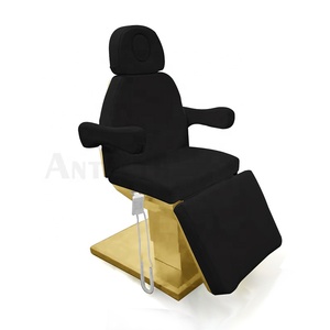 Spa électrique de luxe Salon de beauté clinique Massage traitement lit Tables chaise Base dorée 3 4 moteurs lit de beauté noir - Product Image 5