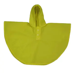 BSCI factory customized Reusable yellow color kids children round shape peva eva rain poncho raincoat