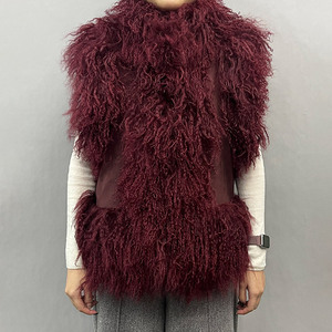 Winterwarme Echte Mongolische Lammfell-Weste für Damen Modische Echtpelz-Gilet mit Kunstwildleder für Damen Luxuriöse Weste - Product Image 1