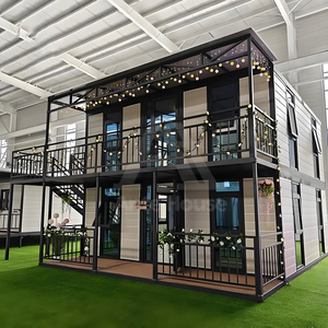 <span class=keywords><strong>Maison</strong></span> conteneur modulaire préfabriquée de 20 pieds en acier galvanisé, extensible, à deux étages, avec toit incliné et double ailes, pour chambre et bureau - Product Image 3
