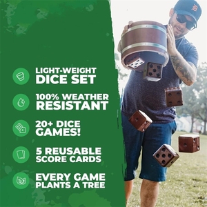 Juegos al aire libre de patio dados grandes de madera Jumbo Yardzee <span class=keywords><strong>Farkle</strong></span> 6 piezas juegos de dados gigantes con cubo de madera y tarjetas de puntuación - Product Image 3