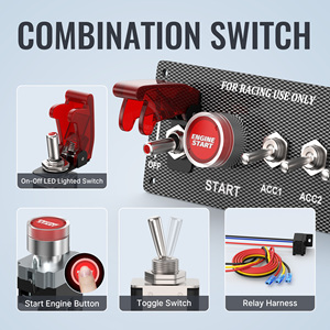 5 in 1 SPST on off Automotive Red LED Indicator Toggle <b>Switch</b> Panel 12v Engine Start <b>Push</b> <b>Button</b> Racing Ignition <b>Switch</b> Panel - Product Image 3