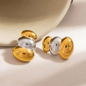 Stud Earrings Gold Silver Color Block Geometric Zinc Alloy Stainless Steel <b>Post</b> For Women Gift - Product Image 4